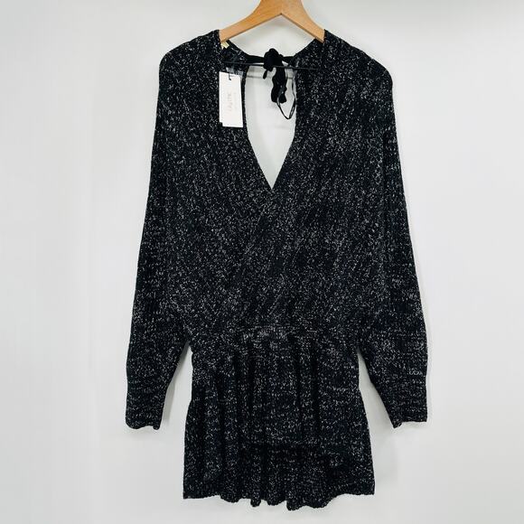 NWT City Chic Western Jumper Sweater Marled Knit Wrap Peplum in Black Size 20 - Picture 2 of 10